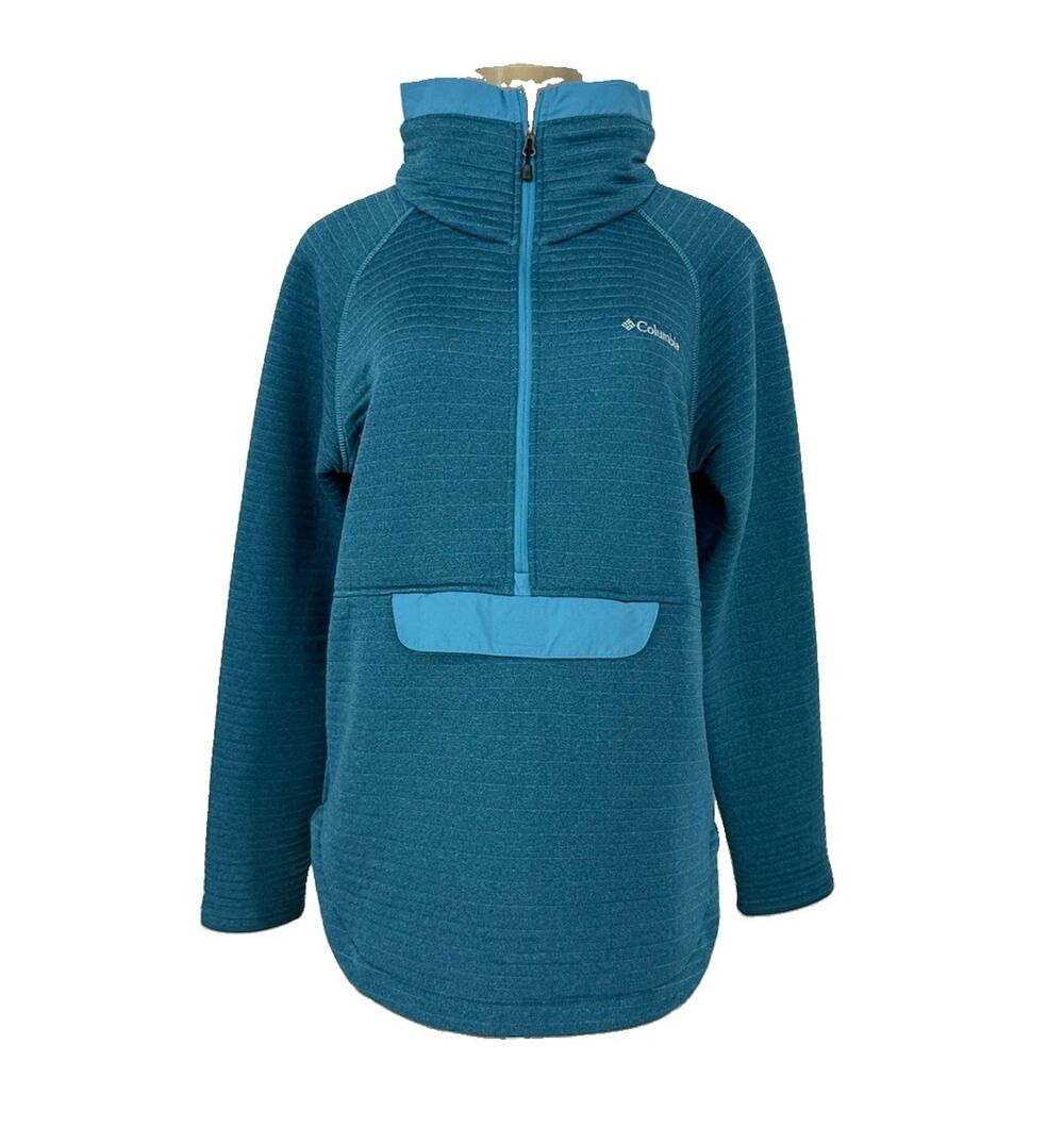 Columbia M Women Omni Wick Ribbed 1/2 Zip Pullover Sweatshirt Front Pocket 50-23